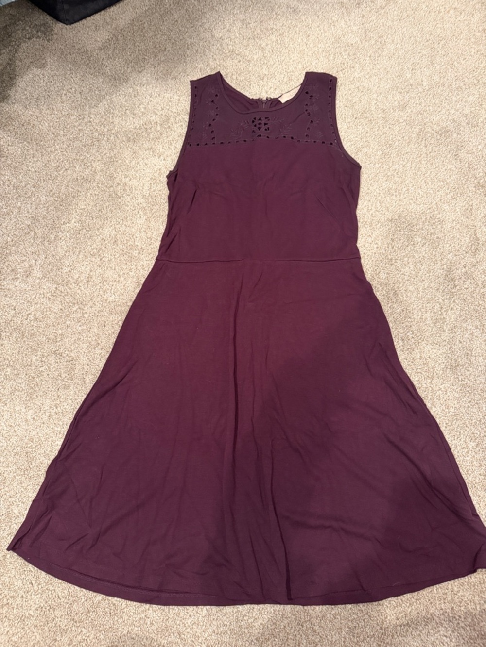 LOFT Sleeveless A-Line Midi Dress - Burgundy